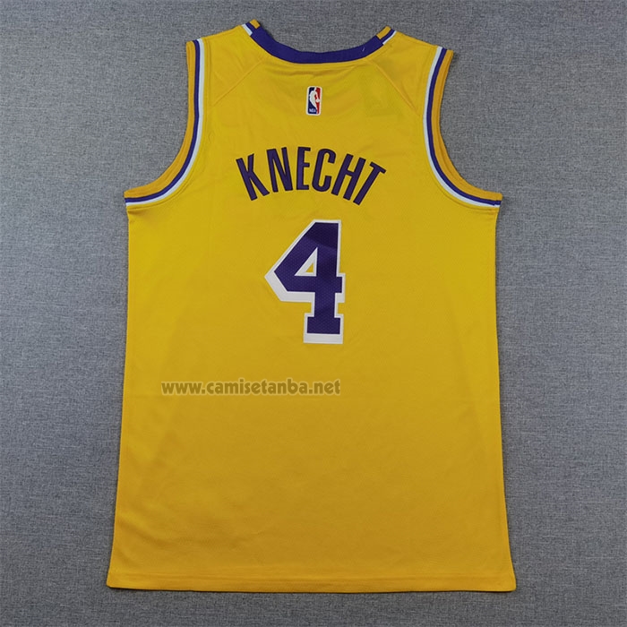 Camiseta Los Angeles Lakers Dalton Knecht #4 Icon 2024-25 Amarillo